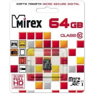 Карта памяти Mirex microSDXC  64GB (13612-MC10SD64)
