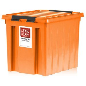 Контейнер на роликах универсальный с крышкой ROX BOX  50 л оранжевый